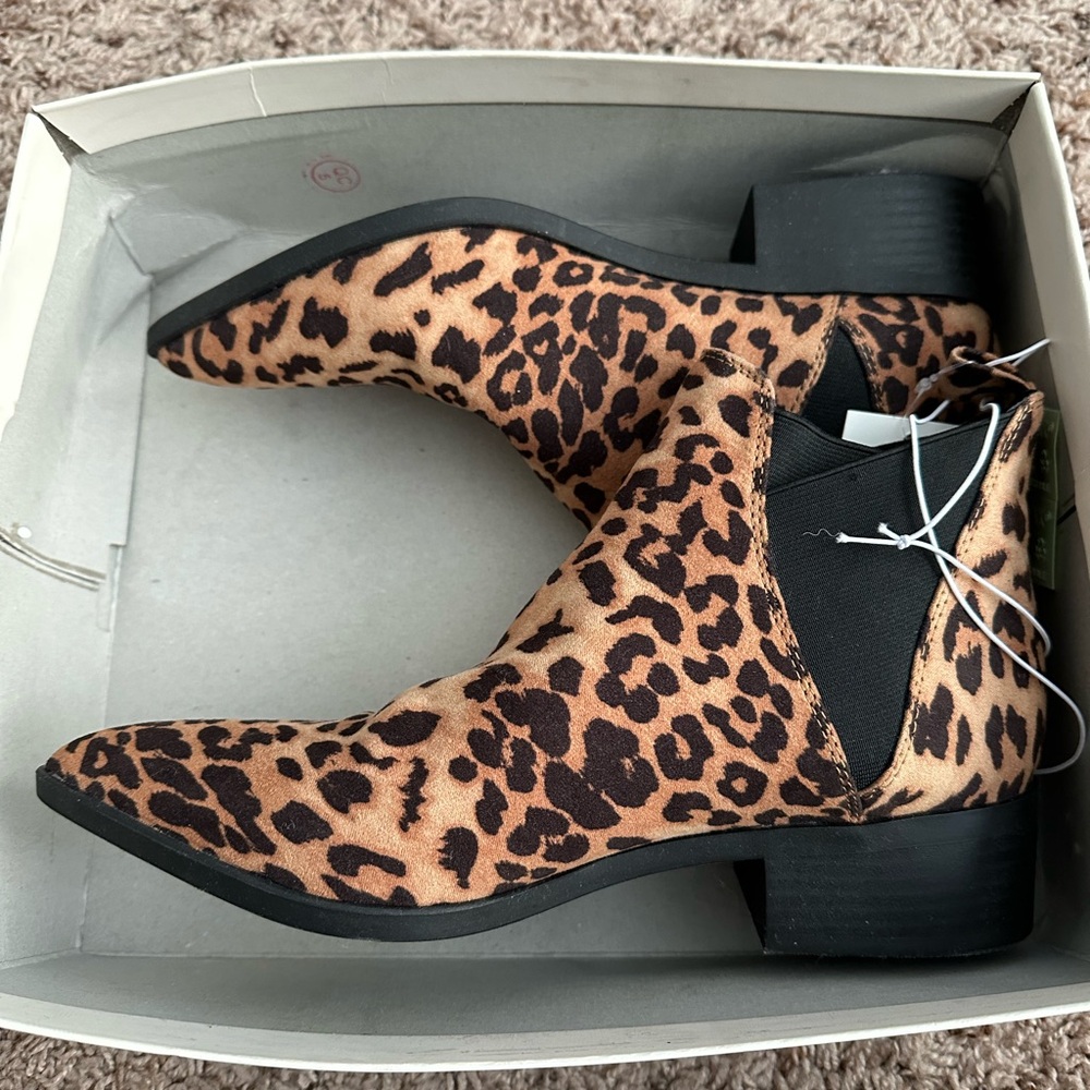 A New Day Leopard Print Krista Ankle Boots